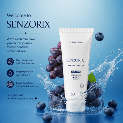 Senzorix Hybrid Sunscreen - SPF 50 PA++++ Moisturising Sunscreen SPF 50+ PA++++ with 11 Actives